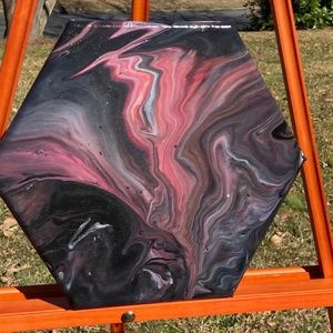 Custom one of a kind pour paintings.